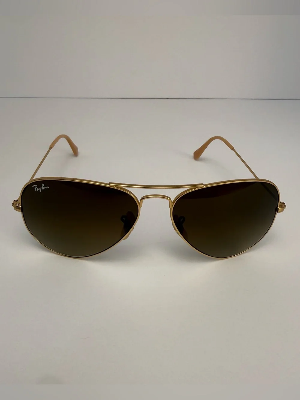 Ray-Ban 3035 Matte Gold Aviator Large Sunglasses with Brown Gradient Lenses 58
